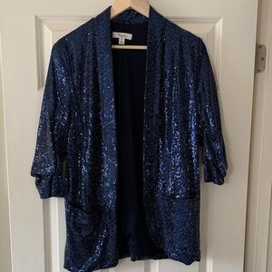 Elegant Navy Sequin Blazer